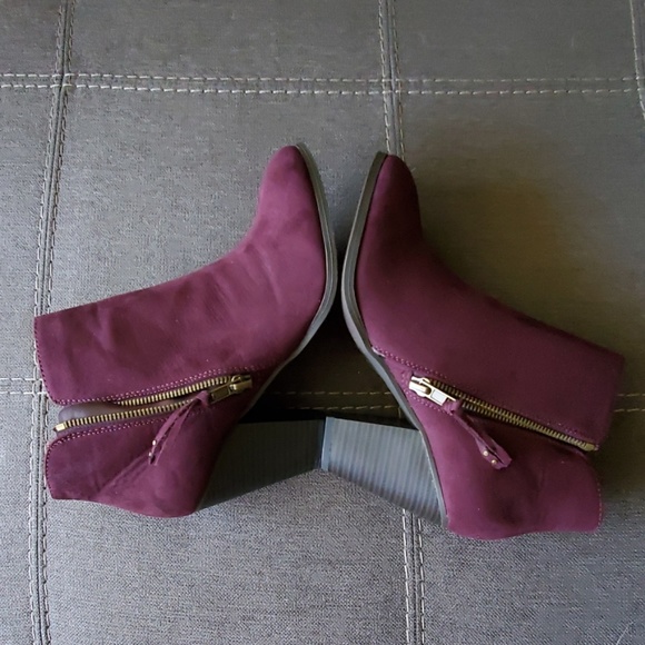 Last One! Purple Suede Ankle Boots Size 8 - Picture 5 of 8